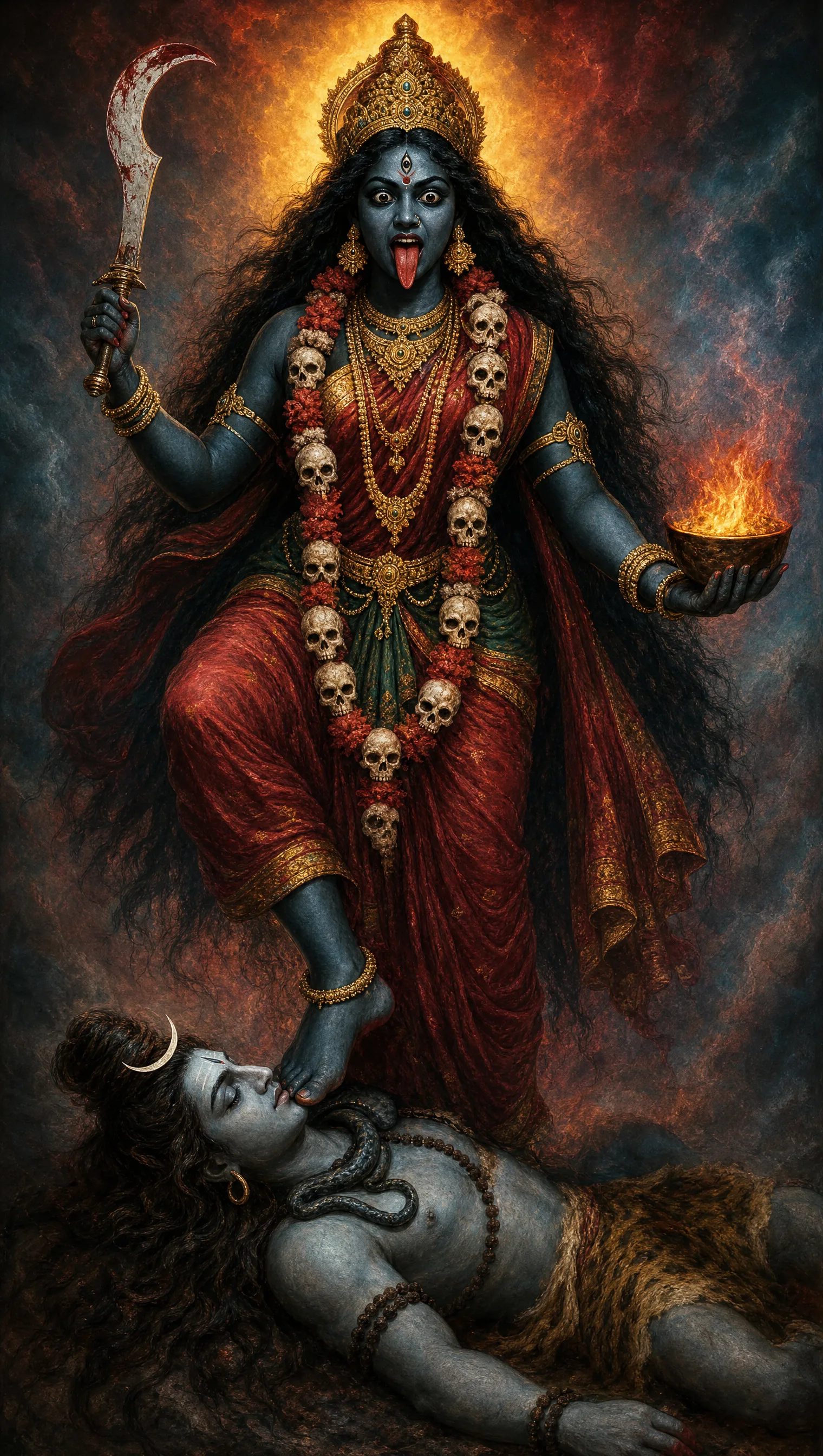 Shiva-Shakti — She Who Stands on Shiva form of Kali